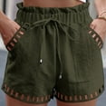 thumbnail image 2 of Lenpel Women's Casual Shorts Elastic High Waisted Drawstring Pleated Wide Leg Shorts Loose Summer Shorts with Pockets, 2 of 4