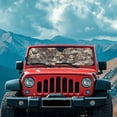 thumbnail image 3 of Uorisanigo Windshield Sunshade, Camo Hunting Print Sun Visor Compatible with Wrangler JK JKU TJ 1997-2018, UV Rays & Heat Protection Accessories for Jeep Wrangler - 52.95*16.14 inches, 3 of 7