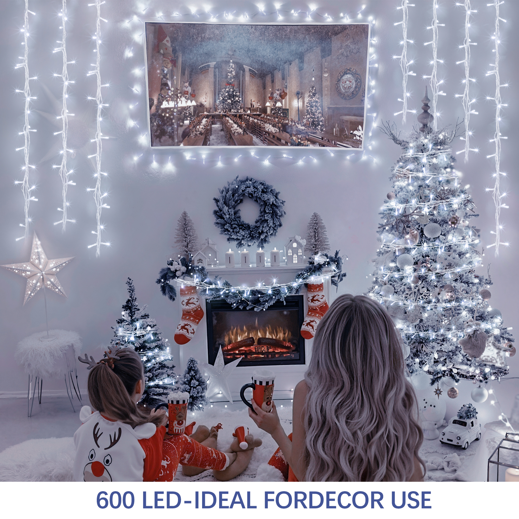 Scidweet Christmas Lights Decorations, 196FT 600 LED Fairy String Lights Christmas Tree with Remote for Indoor Outdoor Home Holiday Wedding Xmas Decor, White
