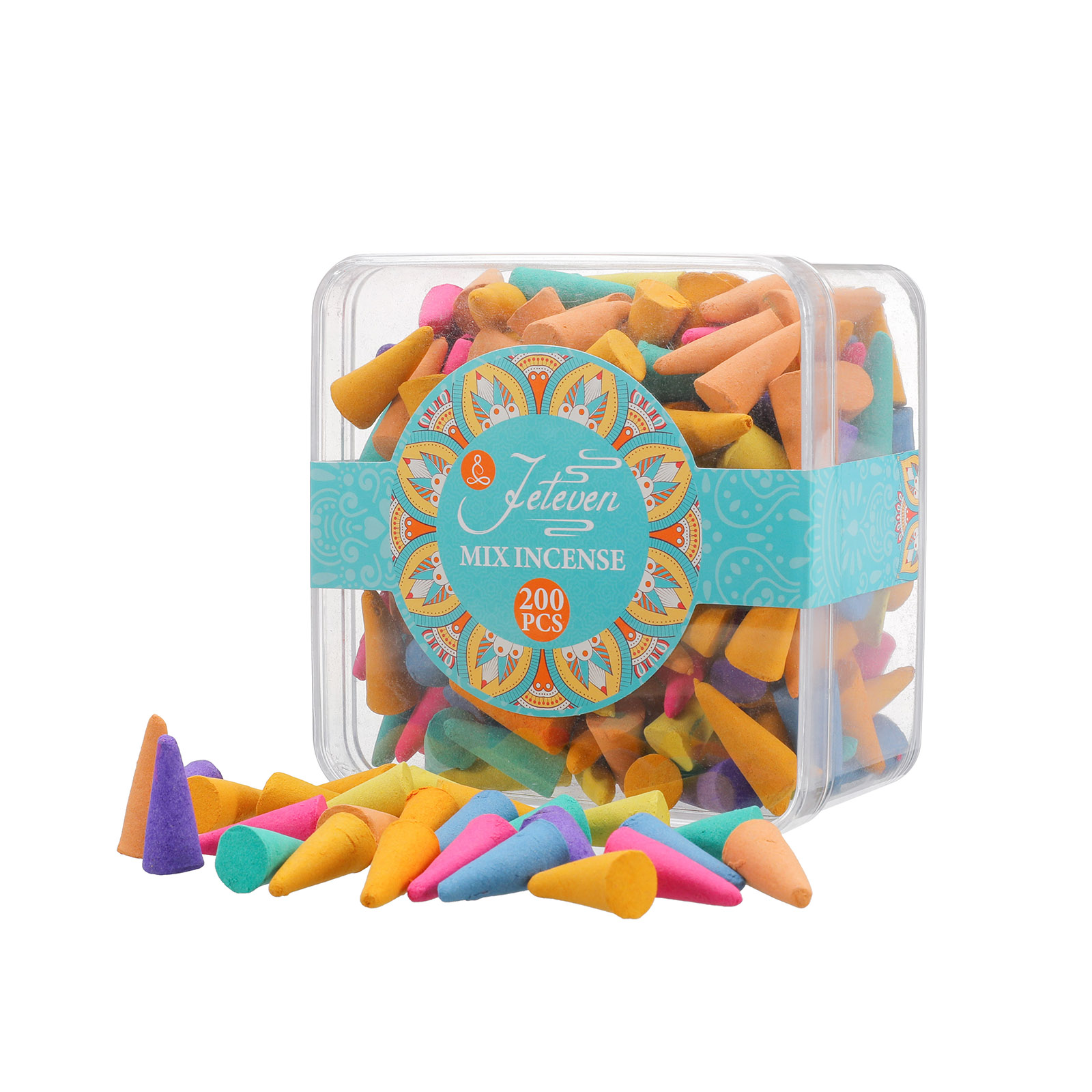 BSHAPPLUS 200PCS Traditional Incense Cones,Incense Cones Assorted,Incense Holder Cones,Incense Burner Cones,Solid Bullet Cone Mixed 8 Flavors Lavender Rose Jasmine Osmanthus Sage Sandalwood
