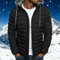 thumbnail image 2 of RYDCOT Men's Hooded Puffer Jacket Winter Warm Down Coats Casual Lightweight Quilted Padded Jackets Windproof Outerwear Thicken Cotton Coat Black, 2 of 6