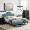 thumbnail image 2 of Platform Bed Frame, Queen Size, Teal Blue, Velvet, Modern Contemporary, Bedroom Master Guest Suite Room, 2 of 10