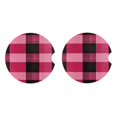 thumbnail image 4 of Round Ceramic Car Coasters 2 Pack Absorptive Clean Cork Bottom For Anti-Slip Use On Most Cars Hotpink Buffalo Plaid Check Tartan Scotland_1, 4 of 8