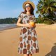 thumbnail image 4 of Balery Pinecone Autumn Pattern Vestidos sueltos de manga corta para mujer, vestidos de verano 2025, vestidos casuales de corte A con vuelo., 4 of 6