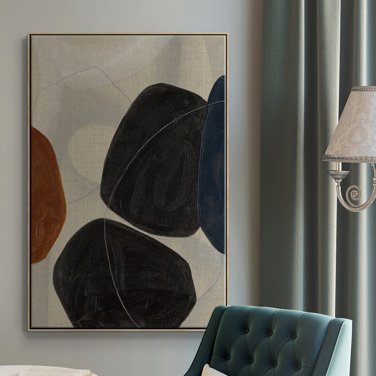 Gravity I Framed Premium Gallery Wrapped Canvas - Ready to Hang - 17 x 25 - Natural Wood Floating Frame