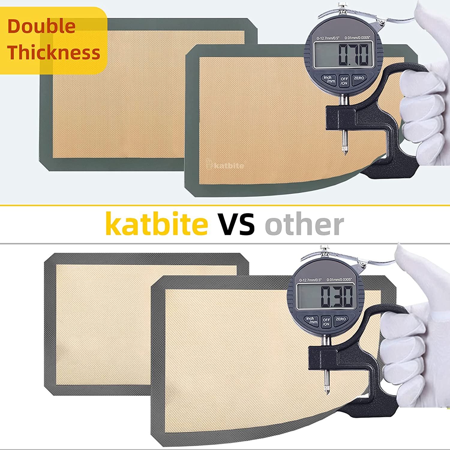 Katbite Silicone Baking Mat Set, 3-Piece Nonstick Bakeware Liners photo 3