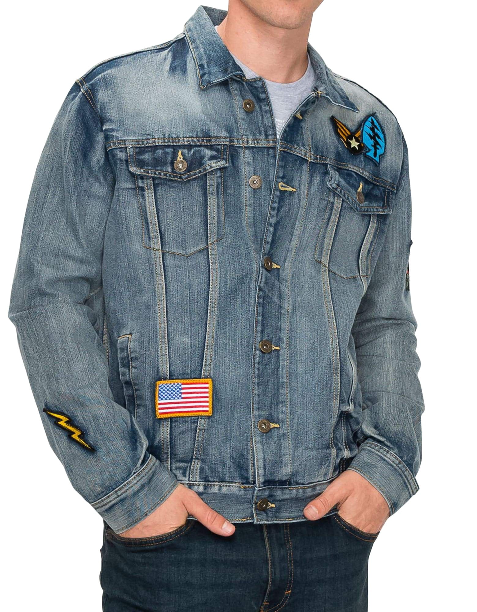 Lars Amadeus Mens Jean Button Down Cotton Trucker Denim Jackets with Pockets
