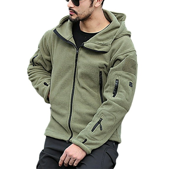 Seyurigaoka Winter Men's Juniors Casual Jacket Coat Solid Color Fleece Zipper Hooded Outerwear