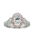 thumbnail image 1 of 2.00 Carat Excellent Oval Cut Real Diamond Latest Design Solitaire with Accents Engagement Ring for Ladies Solid 14K White Gold Size 7.5, 1 of 8