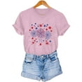 thumbnail image 7 of Short Sleeve Summer T-Shirts for Women Stars Hearts Printed Tops July 4th Outfits Casual Crew Neck Base Tees (M, Pink 01), 7 of 7