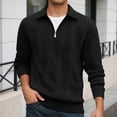 thumbnail image 2 of FYDUU Men's Classic Polo Shirt Winter Quarter Zip Pullover Shirts With Jacquard Pattern Collared Long Sleeve Tops Business Casual Shirts Basic Stylish Golf Shirt, 2 of 9