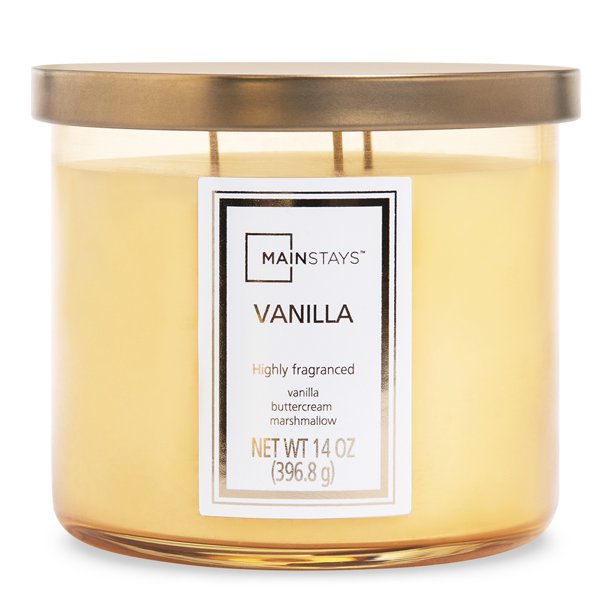 Mainstays 3Wick Candle, Vanilla, Colored Jar 14 oz