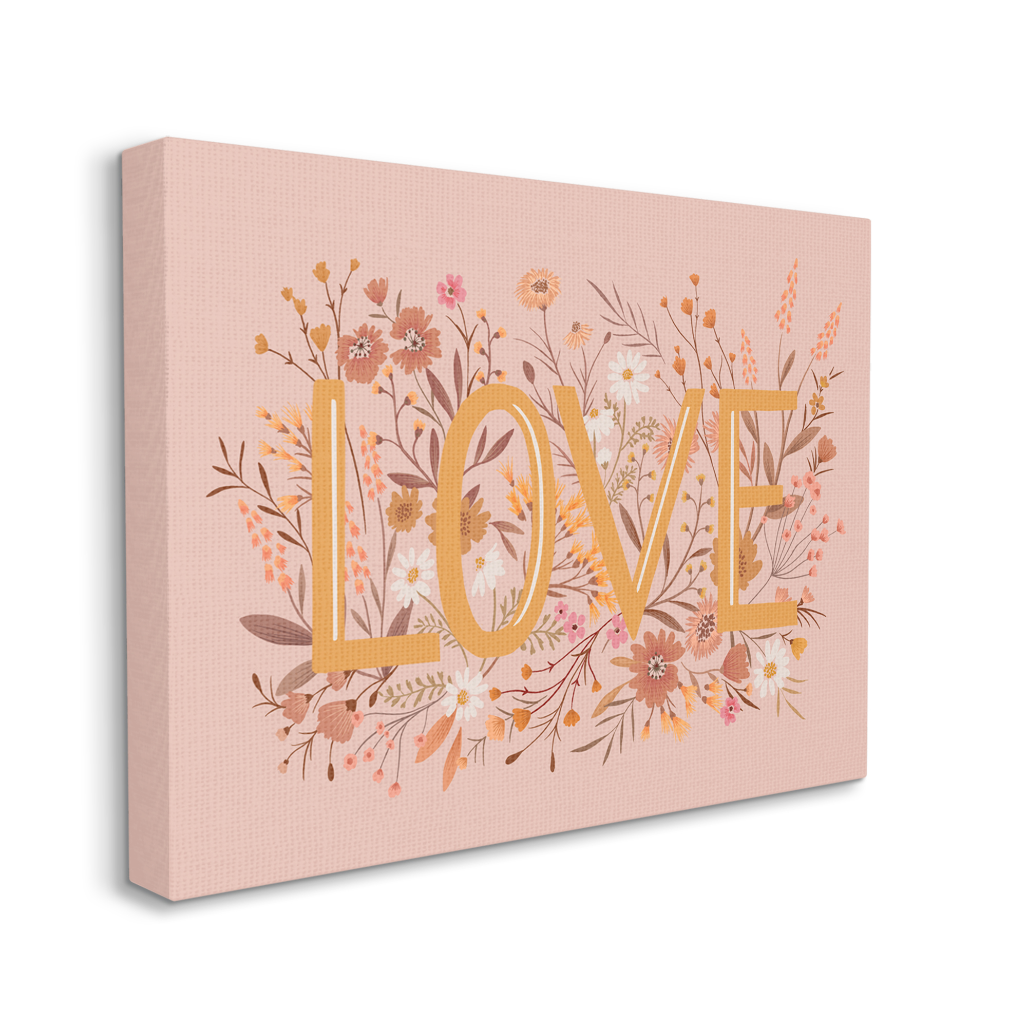 Stupell Industries Botanical Love Typography Delicate Floral Details Graphic Art Gallery Wrapped Canvas Print Wall Art, Design by Heather McLaughlin