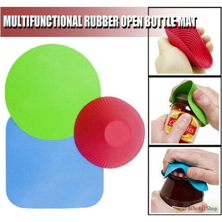 

3Pcs Rubber Bottle Jar Grip Opener Tight Lids Can Gripper Pad Kitchen Non-Slip *