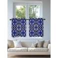 thumbnail image 4 of Blue Boho Floral,Tier Curtains 36 Inch Length,Sheer Curtains for Bedroom Living Room Window Abstract Oriental Bohemian Flower Rod Pocket Drapes Kitchen Curtains Small Half Window 27.5"x36" 2 Panels, 4 of 6