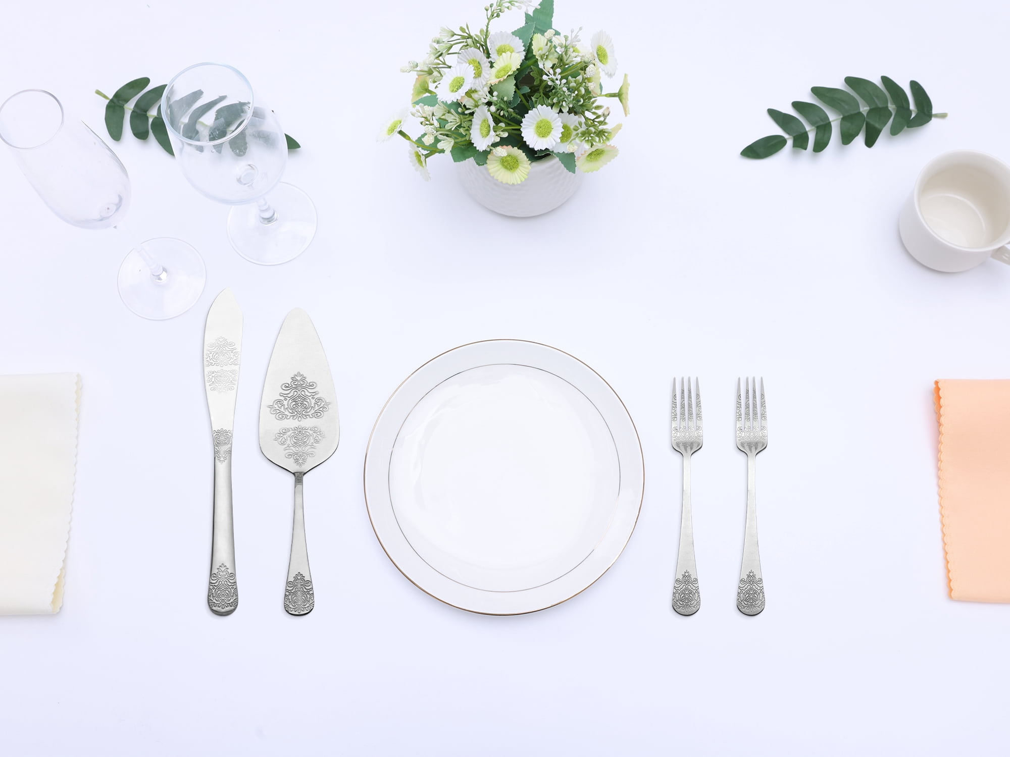 Unique Bargains Stainless Steel Silverware Set with Pie Spatula 4 Piece Silver