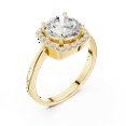 thumbnail image 2 of Zuwelria Certified Moissanite Promise Rings for Her | 2.19 Ct Latest Round Shape Moissanite Diamond Engagement Ring for Women | Halo with Accents Rings | 18K Yellow Gold Plated Silver Size 9, 2 of 8