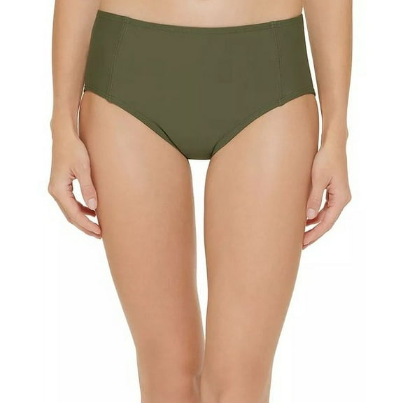 DKNY MOSS GREEN Seamed High-Waist Bikini Swim Bottom, US 2X-Large