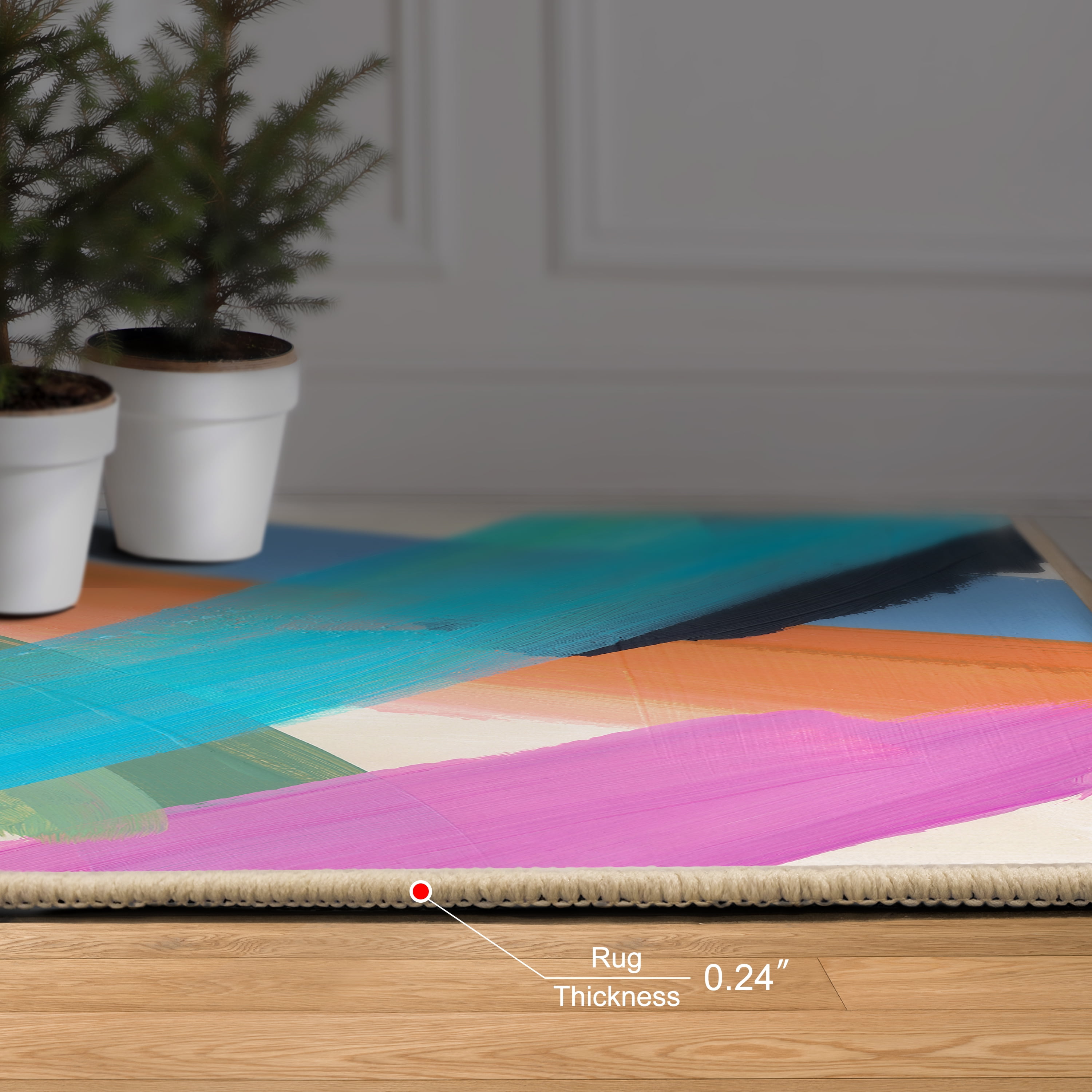 The Script II Washable Abstract Art Area Rug size 8'x10', Power-loomed, Heavenly Softness with Non-Slipping Backing