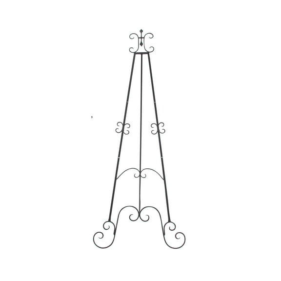 DecMode 32" x 69" Black Metal Tall Adjustable Floor 3 Tier Scroll Easel, 1-Piece