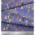 thumbnail image 2 of Soimoi Purple Rayon Crepe Fabric Human Group Print Fabric by the Yard 46 Inch Wide, 2 of 3
