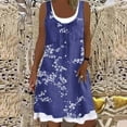 thumbnail image 2 of Summer Dress Saving! Women's Casual Plus Size Floral Printing Loose Fake Two-Piece Denim Leisure Dress Dark Blue XL, 2 of 5
