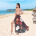 thumbnail image 6 of FORMRS Womens Long Sarong Beach Wrap Semi-Sheer Bikini Skirt Bathing Swimsuit Cover Up, Red Flowers Pattern, 6 of 7