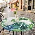 thumbnail image 6 of Tropical Leaves Round Tablecloth for 36-44 Inch Tables,Fitted Table Cover with Elastic Edge,Pastoral Summer Botanical Green Plants Waterproof Outdoor Table Cloth Protector for Patio Garden Dinner, 6 of 9