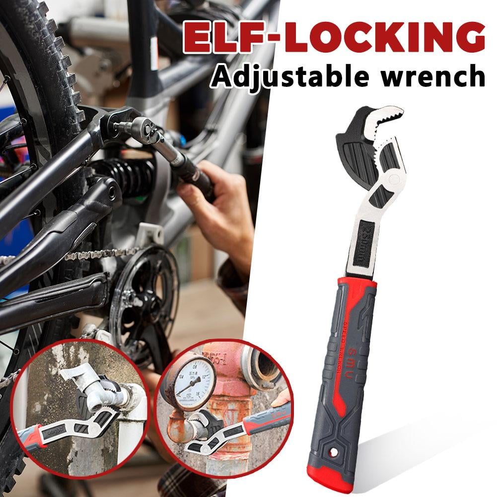 Self-Locking Adjustable Wrench, Vanadium Steel Anti-Slip Grip, 6-12 Inch, for Plumbing Mechanical & Automotive Work