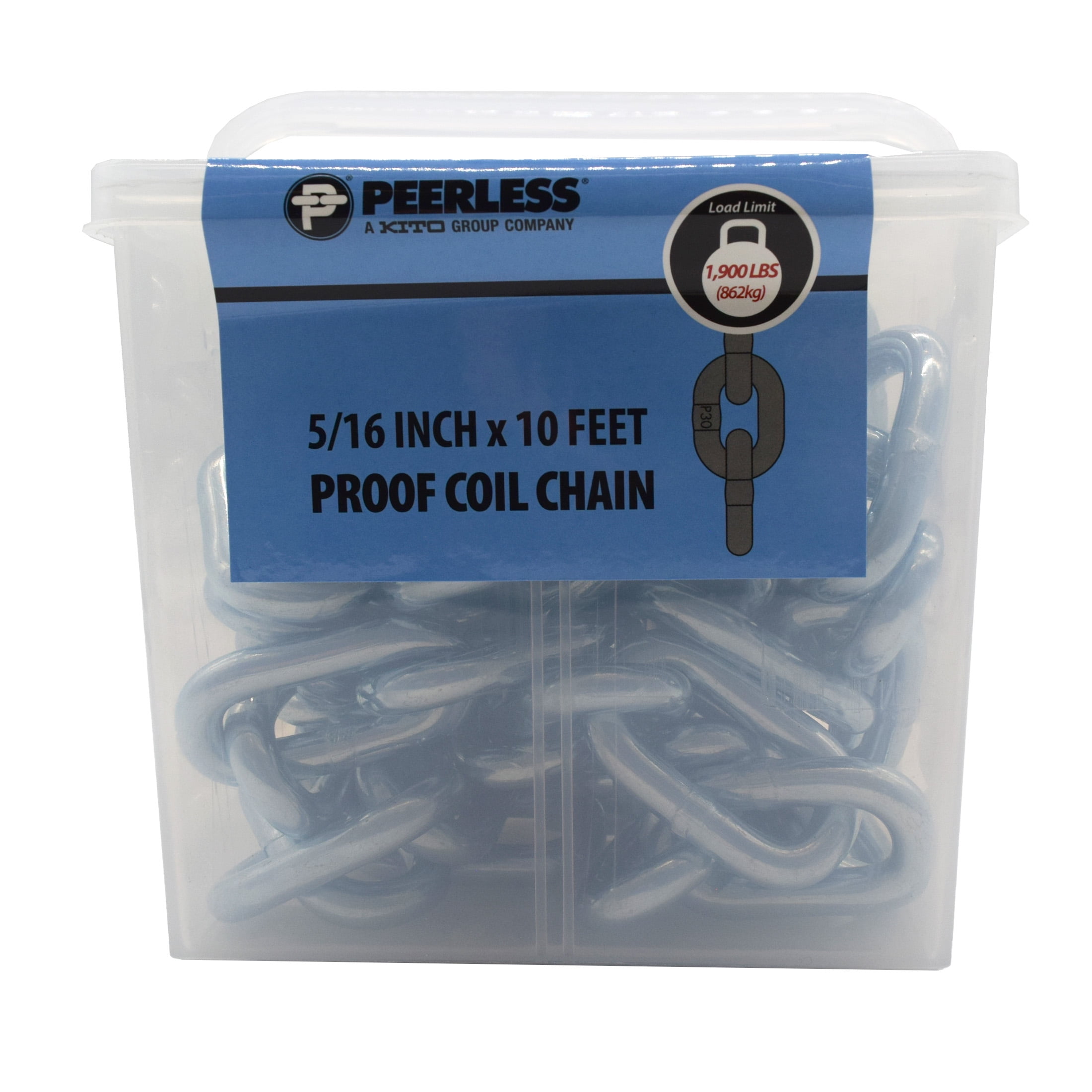 (2 pack) 5/16" Proof Coil Chain, 10', Grade 30, Peerless Chain Company, #4851210