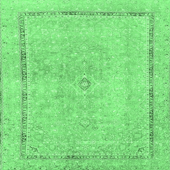 Ahgly Company Indoor Square Abstract Emerald Green Modern Area Rugs, 6' Square