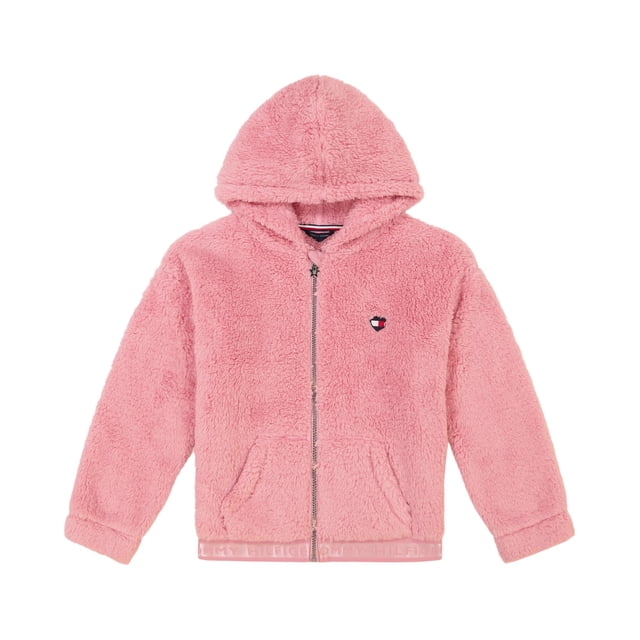 Sudadera con capucha Tommy Hilfiger, forro polar con cierre completo, para niña de 7 años