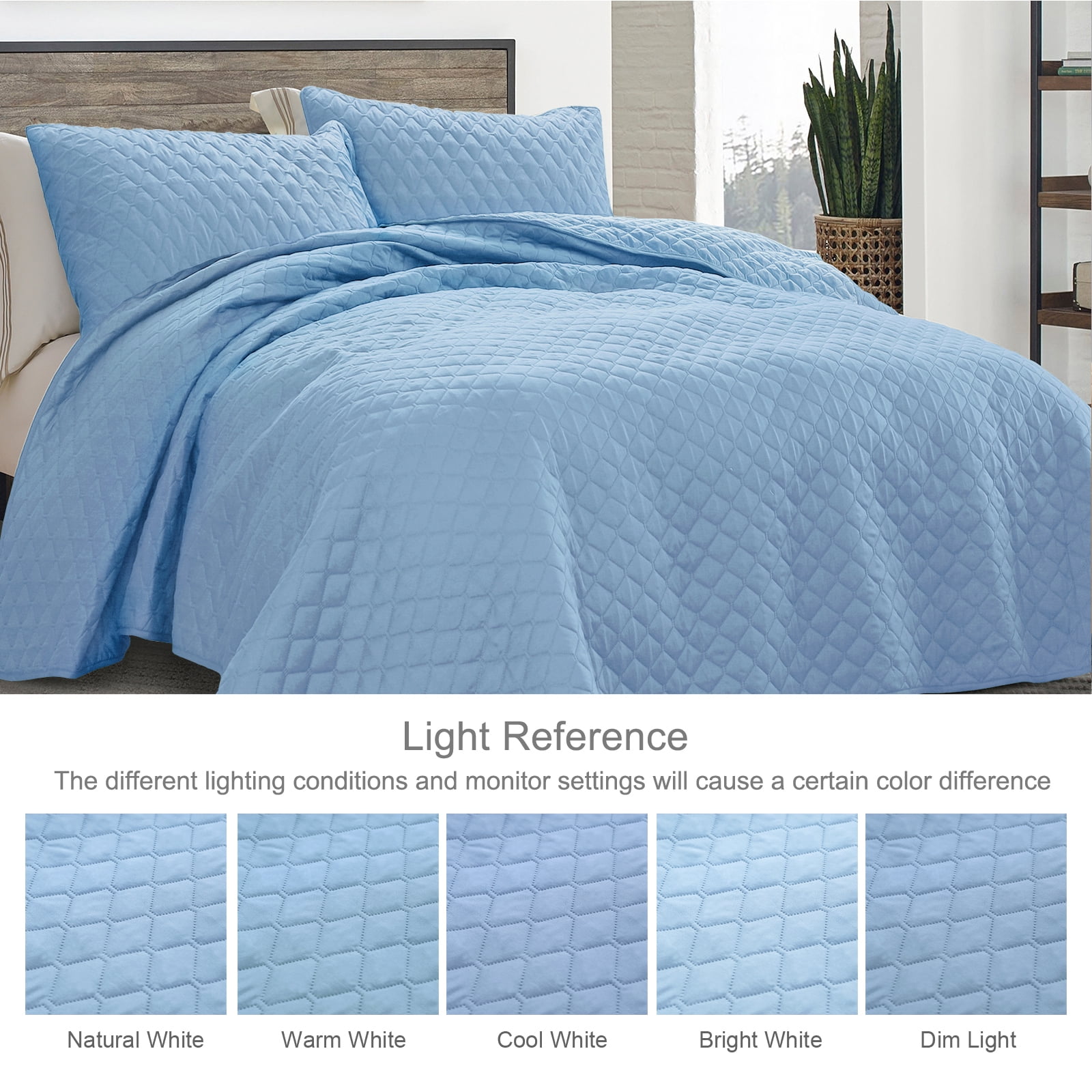 Exclusivo Mezcla Twin Quilt Set, 2-Piece Lightweight Twin Quilts Soft Bedspreads Bed Coverlets, Sky Blue, 68"x88"