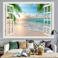 thumbnail image 3 of Nature Landscape Tapestry, Cozy Outside of Window Tropical Palm Tree Beach Sea Mew Sunset Scenery Tapestry Wall Hanging, Colorful Bedroom Living Room Dorm Decor 60X51IN, 3 of 3