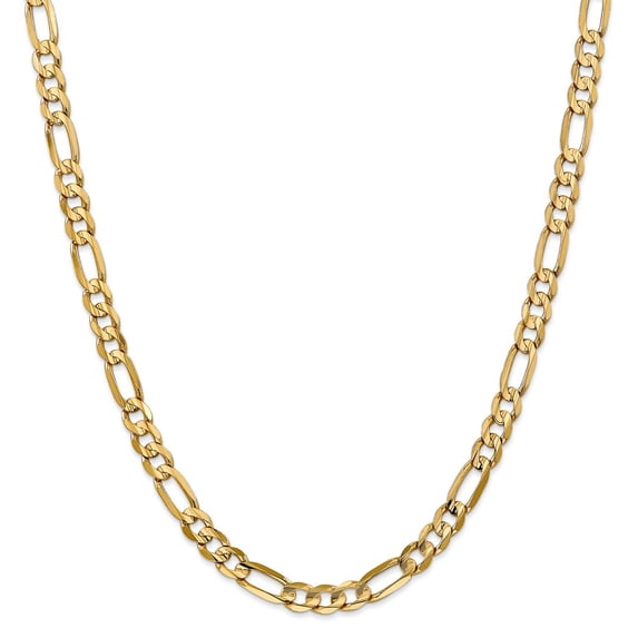 Solid 10K Yellow Gold Big Heavy 6.0mm Concave Figaro Chain Necklace 20" - with Secure Lobster Lock Clasp