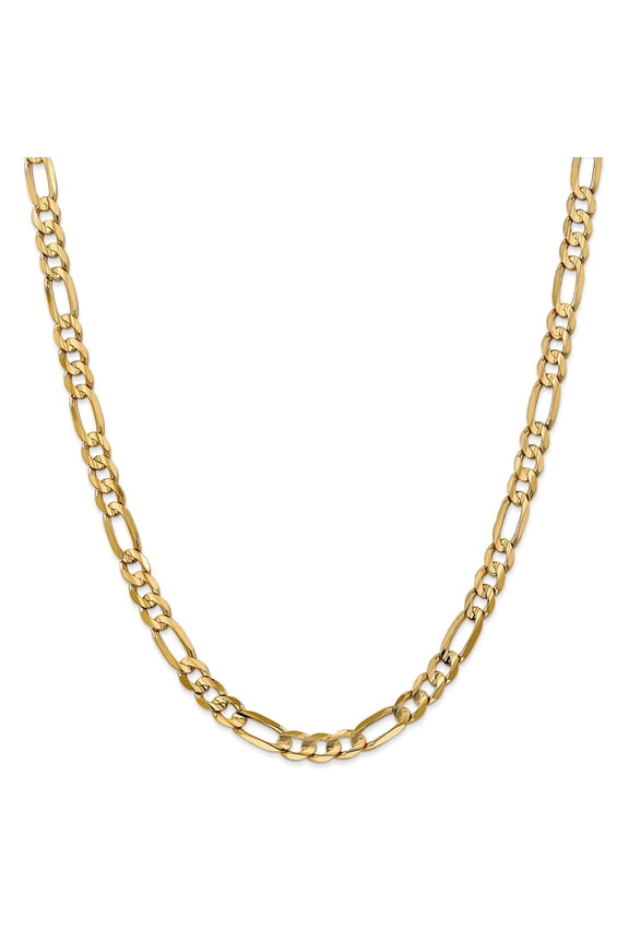 Leslie's Real 10kt Yellow Gold 6mm Concave Figaro Bracelet; 20 inch; Lobster Clasp; for Adults and Teens; for Women and Men