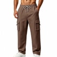 thumbnail image 2 of ThriftyPlait Mens Wide Leg Cargo Jogger Sweatpants Casual Elastic Drawstring Waist Multi Pocket Pants Straight Fit Daily Walking Outdoor Pants, 2 of 9