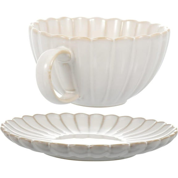 ABPETE 1 Set Ceramic Cup and Saucer Set White Mug European Style Ceramics