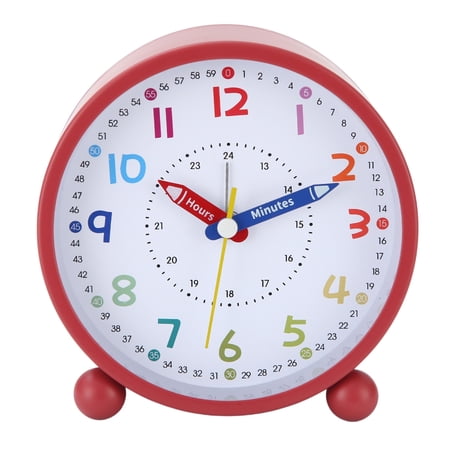 NANMELX Kids Colorful Alarm Clock Quiet No Ticking Analog Learning Time Clock With Night Light for School Battery Operated