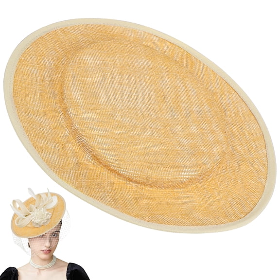 Arborister Fascinator Hat Base Sinamay Hat Round Sinamay Base Derby Church Wedding Hat DIY Craft Accessories ( Apricot )