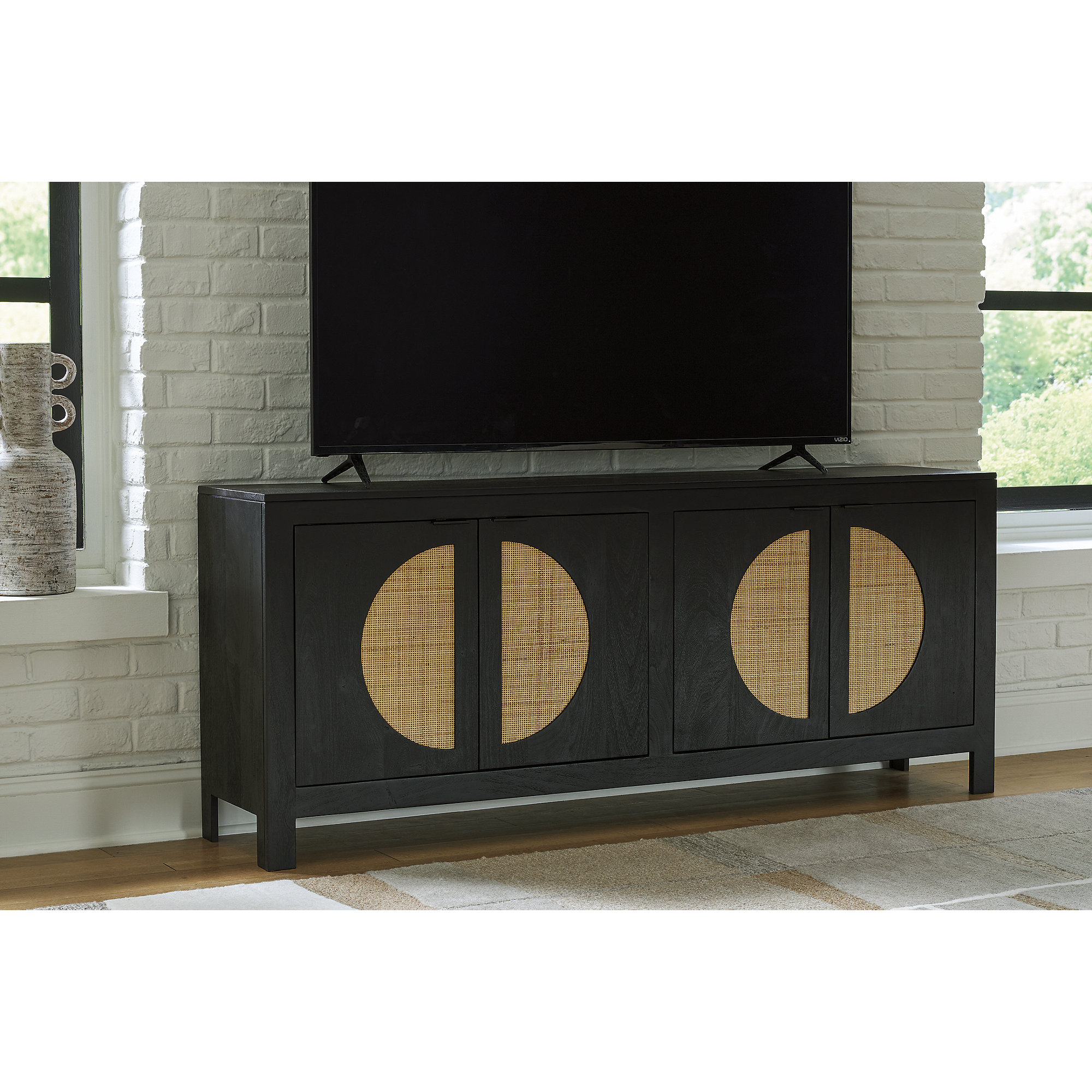 Signature Design by Ashley Cliffiings 4 Door Accent Storage Cabinet with 2 Shelves, Black