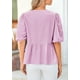 thumbnail image 2 of Blusa PRETTYGARDEN para mujer con lazo en la parte delantera a rayas moradas y rojas, 2 of 9