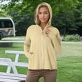 thumbnail image 4 of Alun Womens Upf 50+ Full Zipper Fishing Hoodie Shirt with Facial Occlusion and Thumb Holes Design Lightweight Pure Slim Fit Long Sleeve Hooded Tops with Pockets 1—Beige L, 4 of 8