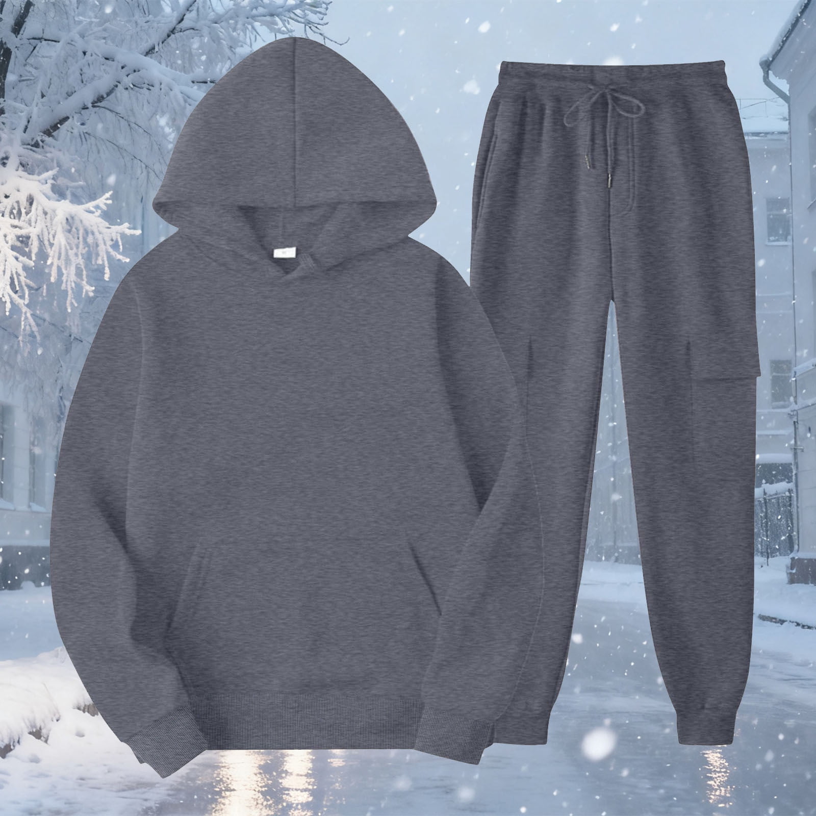 Bloomae Fashion Hoodie Sweatsuits Women 2 Piece Jogger Outfits Lounge Two Piece Sets Hooded Pullover Sweatshirts Sweatpants Lightweight Hoodies Tracksuits with Pockets Dark Gray XXL