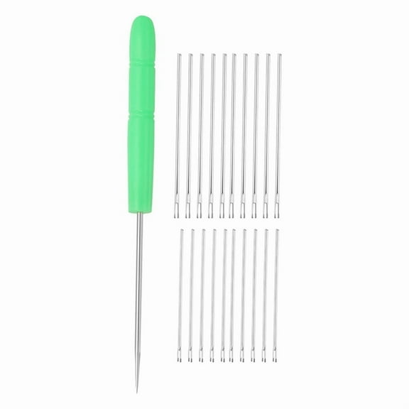 Doll Hair Rooting Kit, 0.6mm/0.8mm Doll Hair Rerooting Knitting Needles with Plastic Awls Doll Wig Tool Green,1 x Awl 20 x Hair Transplant Needles (0.6 0.8mm),Green