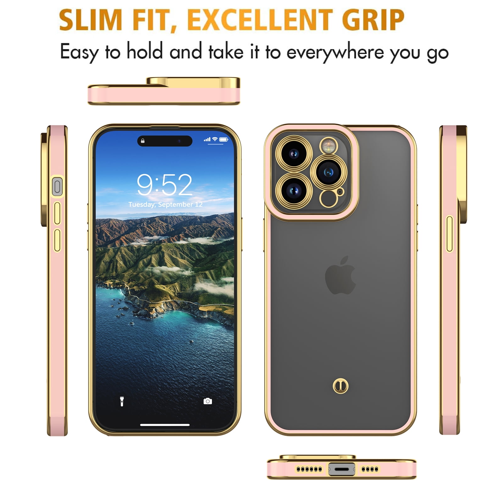  Wollony Compatible with iPhone 15 Pro Square Case, Luxury  Elegant Phone Case with Kickstand Ring Stand for Women Girls Soft TPU Metal  Shockproof Protective Phone Cover for iPhone 15 Pro 6.1