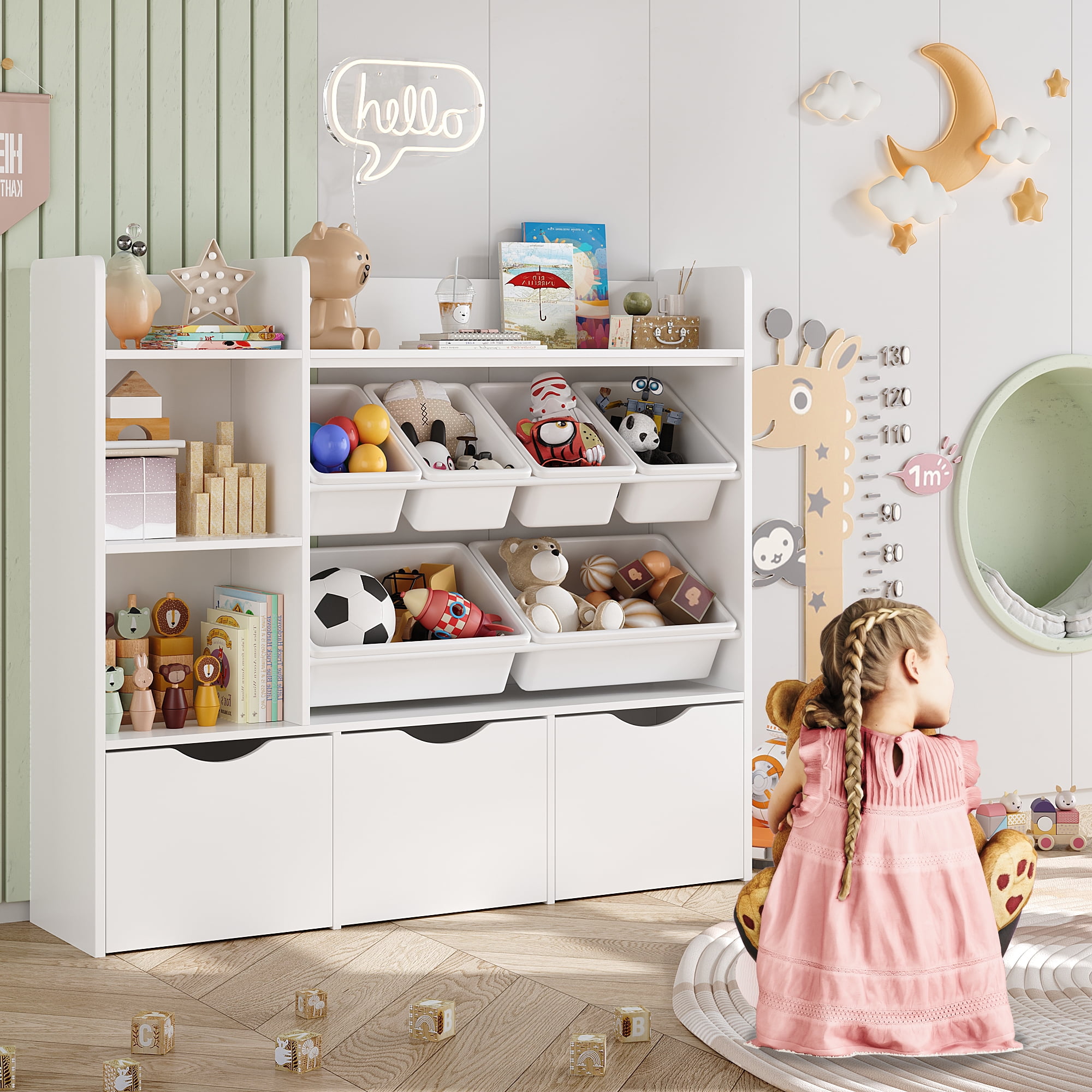 Book Shelf For Kids Rooms Qaba Toy Storage Organizer With