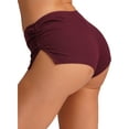 thumbnail image 3 of Eandarui Women Pajama Shorts Y2k Aesthetic Low Waist Side Slit Micro Shorts Bodycon Bottoms Sleep Burgundy L, 3 of 7