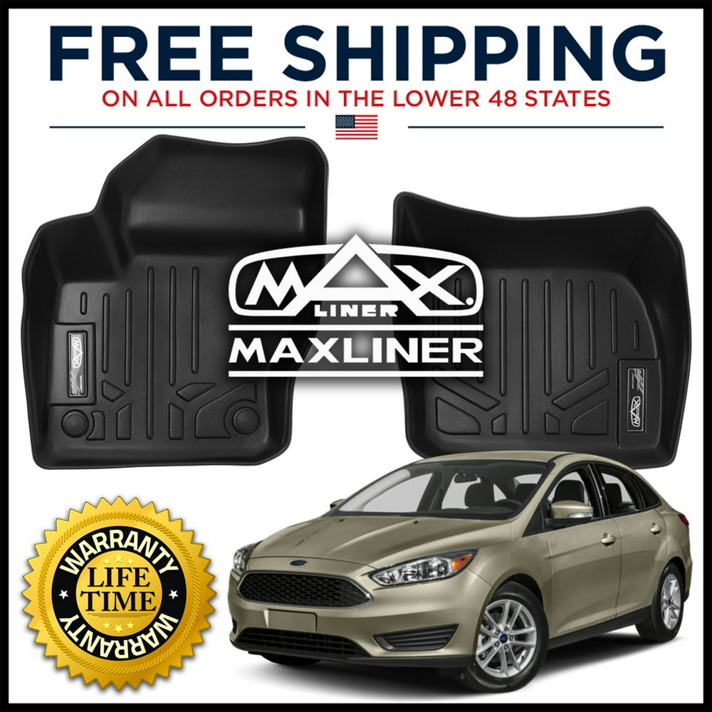 MAXFLOORMAT Front 1st Row Floor Liner Mats Black for 20122018 Ford Focus