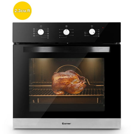 Costway 24'' Electric Built-In Single Wall Oven 220V Tempered Glass Push Buttons